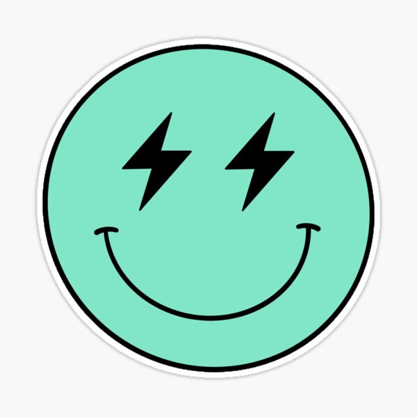 HOWLIN'｜ (SMILING FACES BLUE THUNDER) Amazon.com: Preppy Blue Smiley with Lightning Bolt Sticker