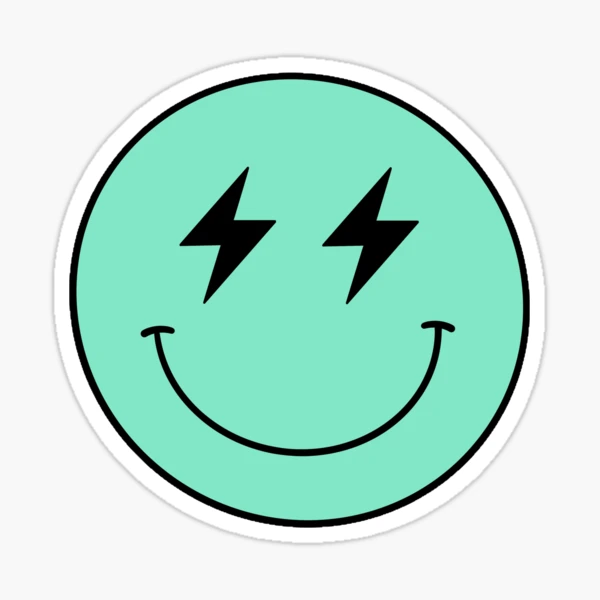 Teal Smiley Lightning Bolt Face