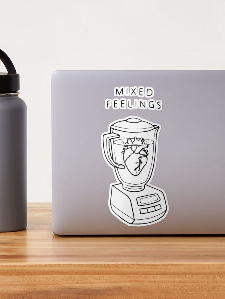 mixed feelings minimal drawing cute funny pun blender Sticker for Sale by  linesdrawings