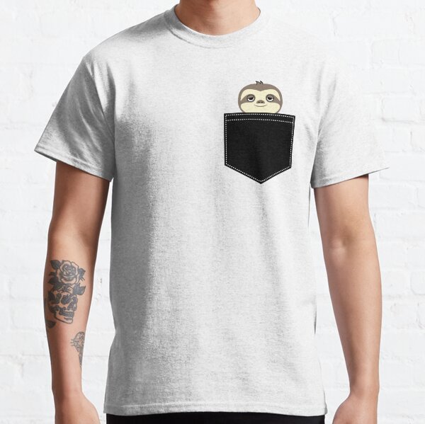 sloth in pocket t shirt
