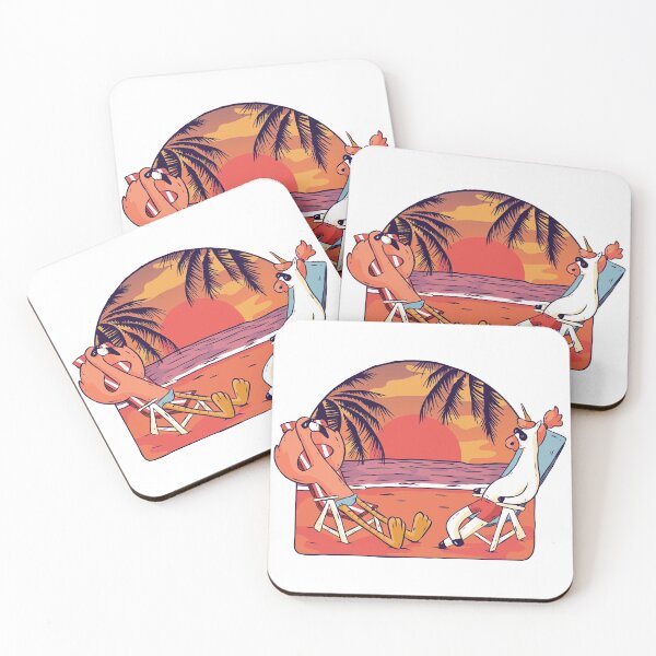 Item preview, Unicorn Flamingo Beach Sunset retro  designed and sold by TRIBExSPACE.