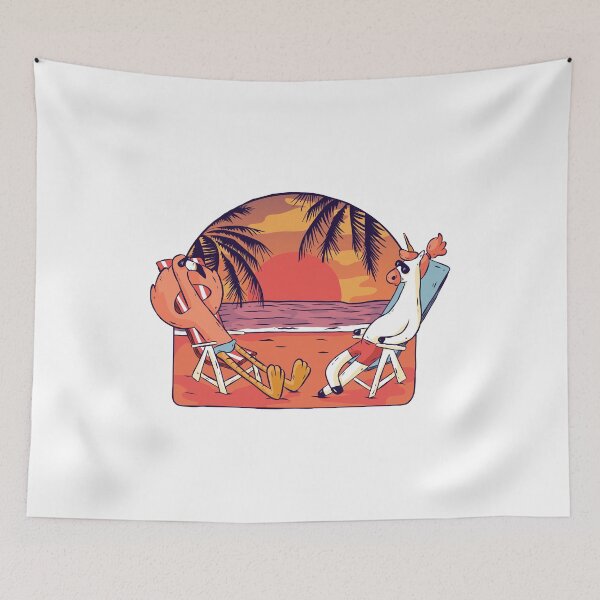 Item preview, Unicorn Flamingo Beach Sunset retro  designed and sold by TRIBExSPACE.