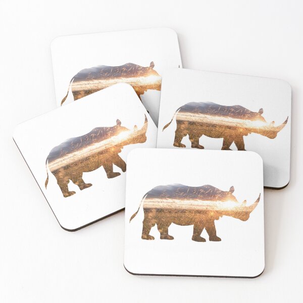 Item preview, Rhino / Rhinoceros with Sunset Grasslands Silhouette Art designed and sold by VisionQuestArts.