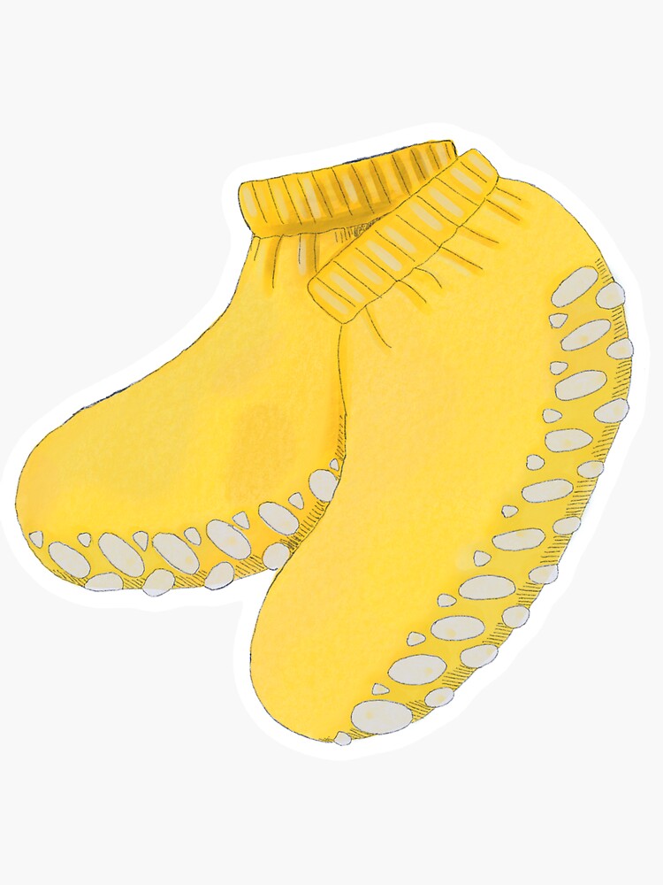 Yellow Grippy Socks Sticker for Sale by moldytofu