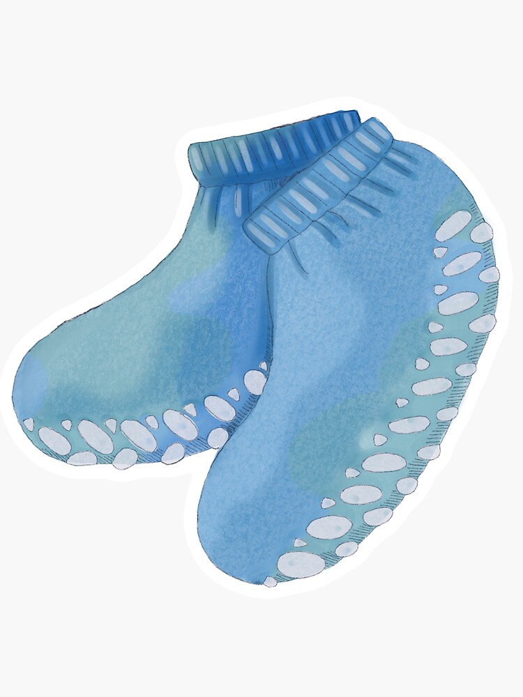Blue Grippy Socks Sticker for Sale by moldytofu