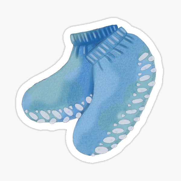 Blue Grippy Socks Sticker for Sale by moldytofu