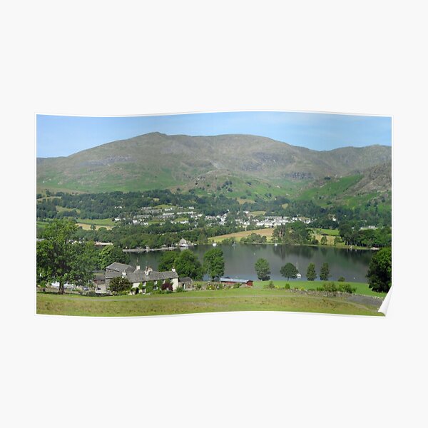 Bank Ground Farm (Holly Howe), Coniston Water & Coniston Old Man, Lake District National Park, Cumbria, UK Poster