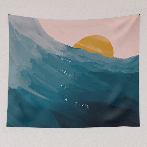 Item preview, One Wave At A Time - Abstract Art - Inspirational Quote with Ocean, Sea Inspired - Morgan Harper Nichols designed and sold by morgansgoods.