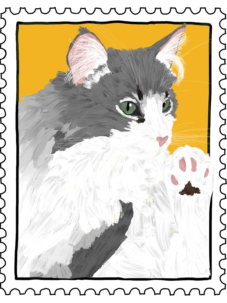 Cat stamp Greeting Card for Sale by Darjeelingchan
