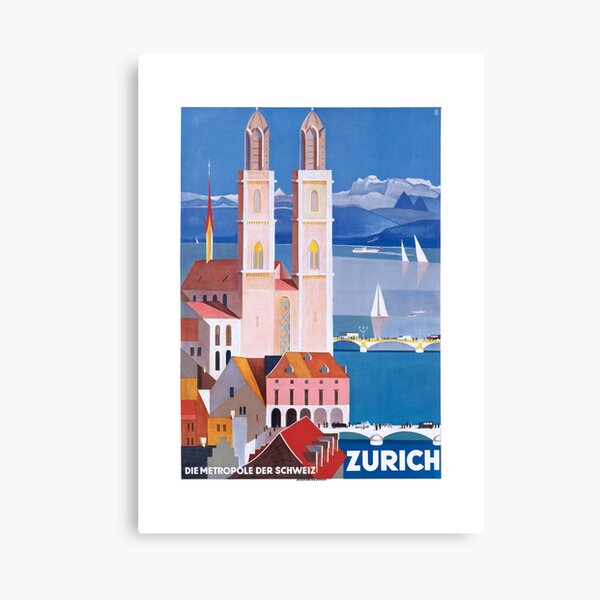 Item preview, 1929 SWITZERLAND Zurich Metropolis Travel Poster designed and sold by retrographics.