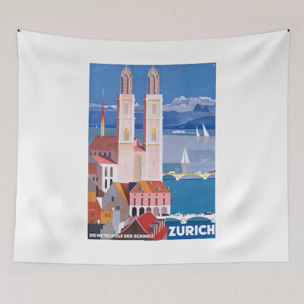 Item preview, 1929 SWITZERLAND Zurich Metropolis Travel Poster designed and sold by retrographics.