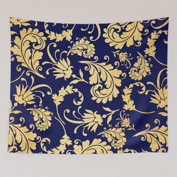Item preview, Navy and Gold Floral designed and sold by FunWithChemo.
