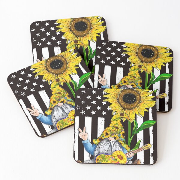 Item preview, Sunflower Gnome Playing Guitar Hippie Gnomes American Flag designed and sold by tranminhthuan19.