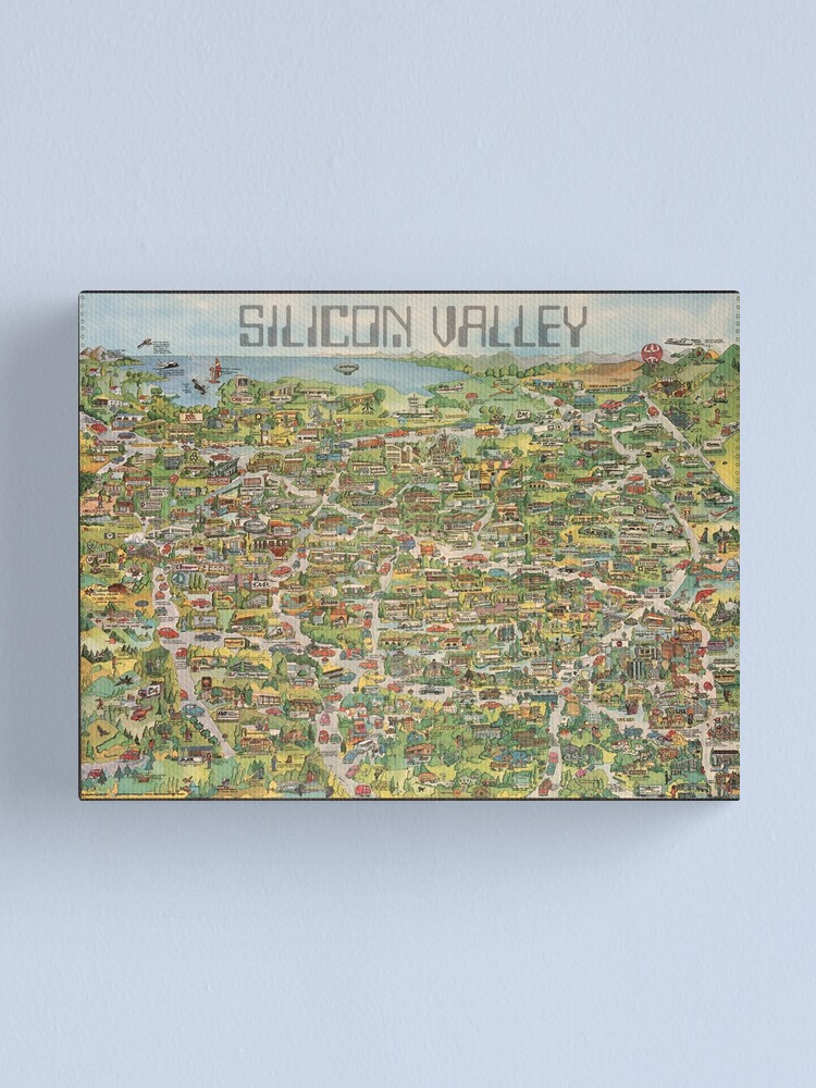 Silicon Valley Pictorial Map Canvas Print For Sale By Trouchelle Redbubble