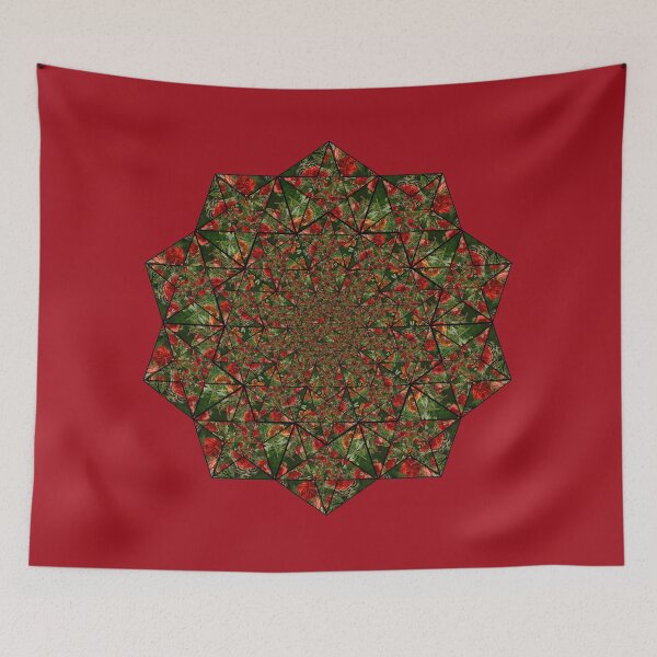 Item preview, Red Abstract Roses on Green  Decagon designed and sold by SeaChangeDesign.