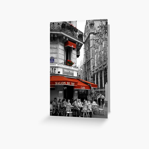 French Cafe at Notre Dame Greeting Card