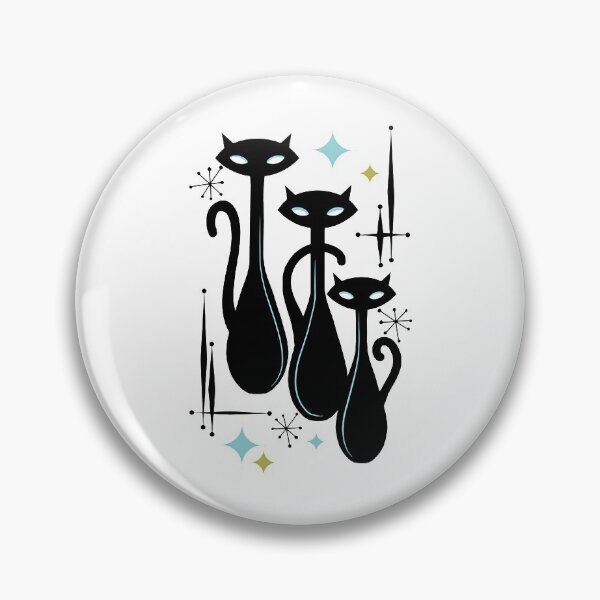 Item preview, Modern Meows Atomic Age Black Kitschy Cats designed and sold by li1-designs.