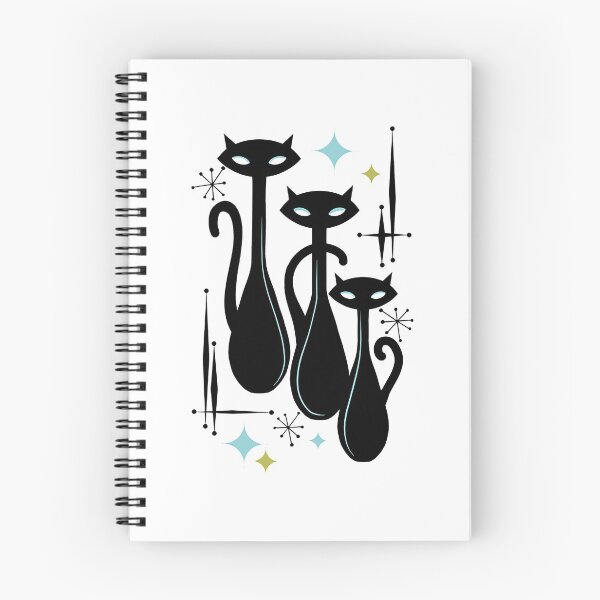 Item preview, Modern Meows Atomic Age Black Kitschy Cats designed and sold by li1-designs.