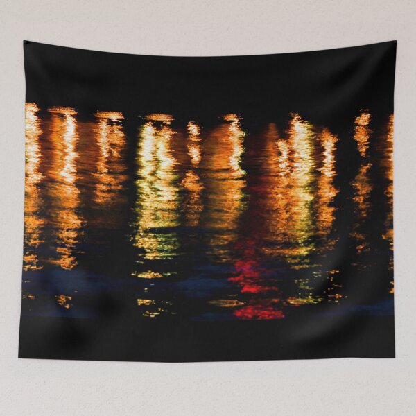 Item preview, Colourful City lights reflection off the water surface designed and sold by James-Cole.