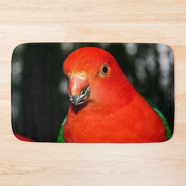 Item preview, A brightly coloured red and grey King Parrot bird eating seeds designed and sold by James-Cole.