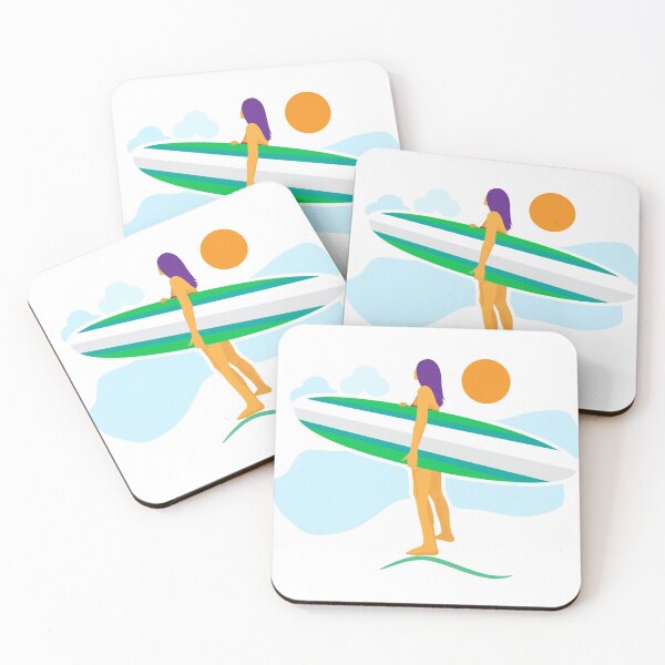 Item preview, Girl on beach surfer with surfboard illustration designed and sold by feel-free-store.