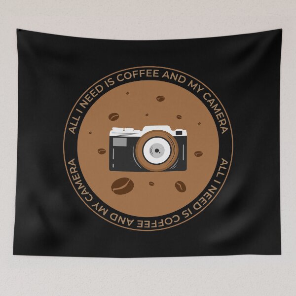 Item preview, I need is Coffee and my camera - round designed and sold by OutLoudDesigns.