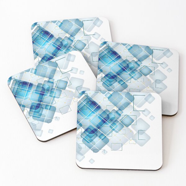Item preview, Blue abstract geometrical cubes  designed and sold by Moonlight-Art-.