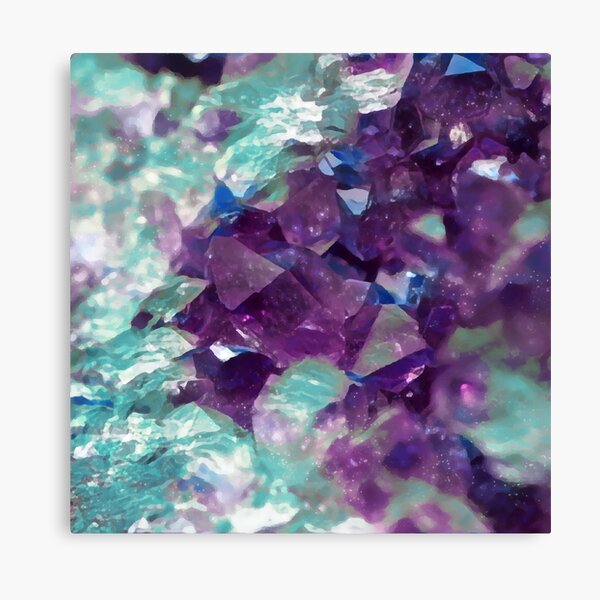 Painted Amethyst Crystals Canvas Print