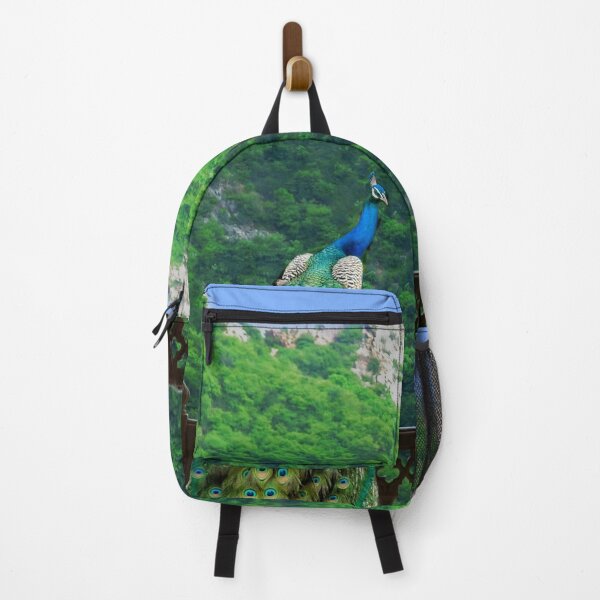 Item preview, Peacock perched on an old wooden window overlooking the hills designed and sold by VeenaNair23.