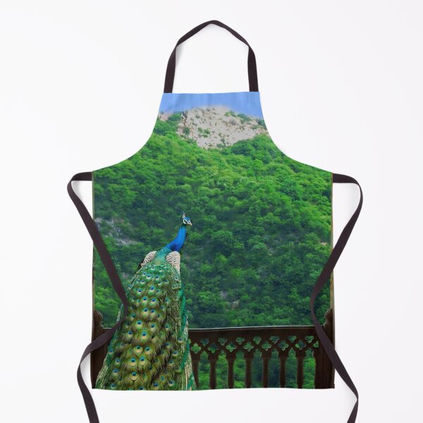 Item preview, Peacock perched on an old wooden window overlooking the hills designed and sold by VeenaNair23.