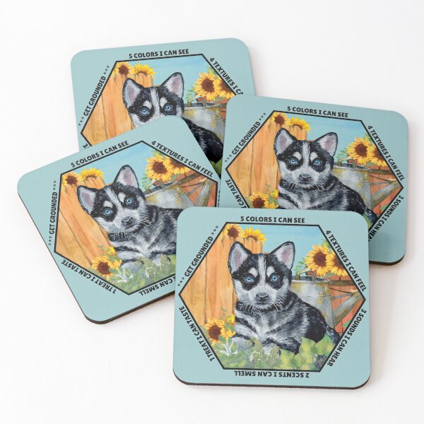 Item preview, Husky Puppy reminder: You will get through this, you are worthy and deserving of care. Mindfulness using the five senses, grounding technique. designed and sold by Orianah.