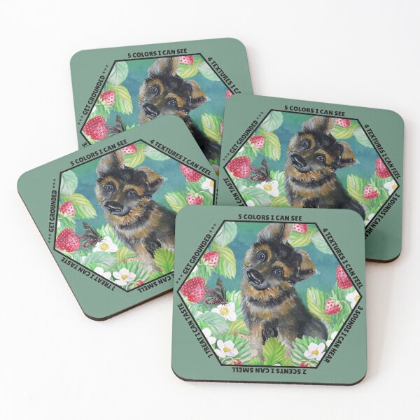 Item preview, German Shepherd Puppy reminder: You will get through this, you are worthy and deserving of care. Mindfulness using the five senses, grounding technique. designed and sold by Orianah.