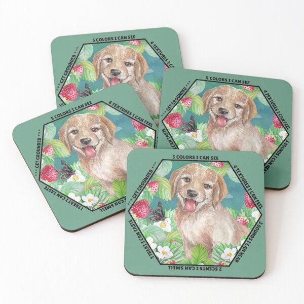 Item preview, Golden Labrador Puppy reminder: You will get through this, you are worthy and deserving of care. Mindfulness using the five senses, grounding technique. designed and sold by Orianah.