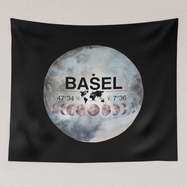 Item preview, Basel T-ShirtBasel, Switzerland, Watercolor Design with Latitude & Longitude Map Coordinates designed and sold by Citywordshop.