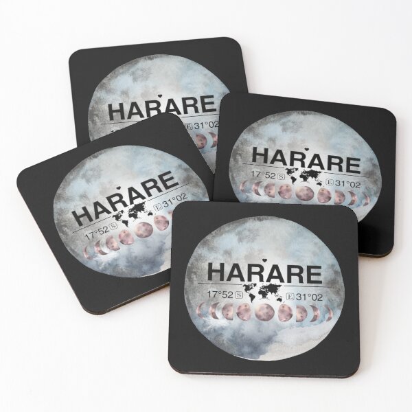 Item preview, Harare T-ShirtHarare, Zimbabwe, Watercolor Design with Latitude & Longitude Map Coordinates designed and sold by Citywordshop.