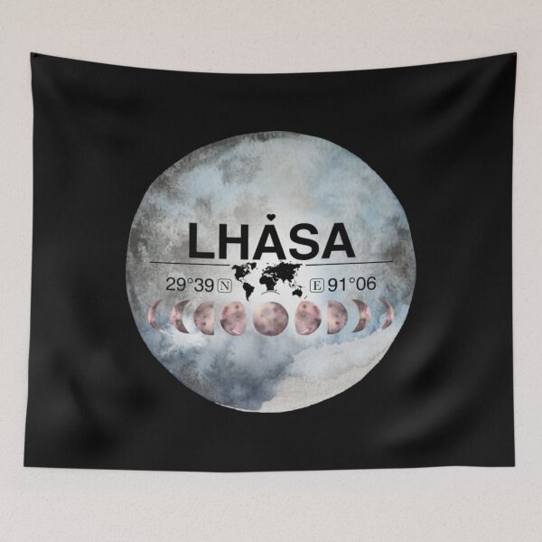 Item preview, Lhasa Peoples Republic Of China T-ShirtLhasa, People's Republic of China, Tibet, Watercolor Design with Latitude & Longitude Map Coordinates  designed and sold by Citywordshop.