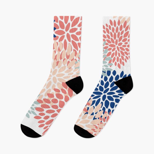 Item preview, Floral Blooms, Coral, Navy, Aqua designed and sold by meggydesigns.