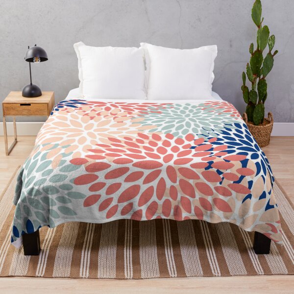 Item preview, Floral Blooms, Coral, Navy, Aqua designed and sold by meggydesigns.