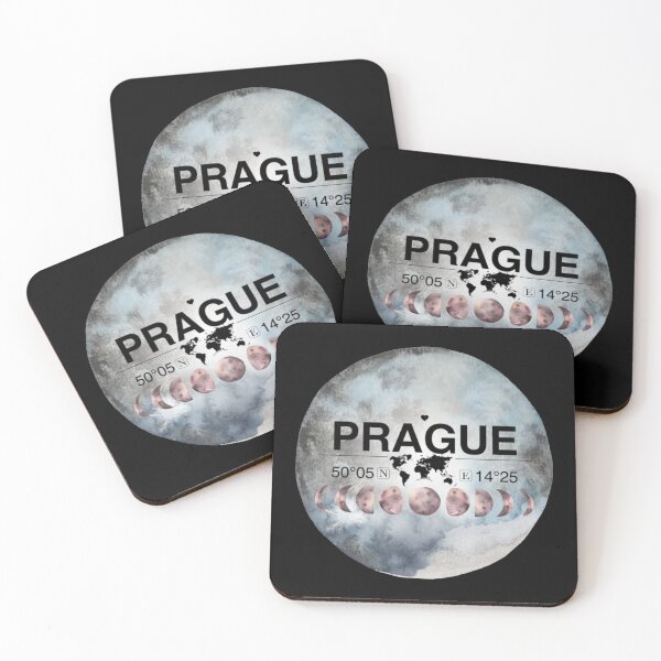 Item preview, Prague T-ShirtPrague, Czech Republic, Watercolor Design with Latitude & Longitude Map Coordinates designed and sold by Citywordshop.