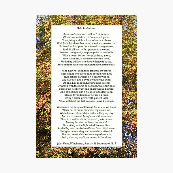 Item preview, "Ode to Autumn" by Keats, especially good as a card. designed and sold by Philip Mitchell.