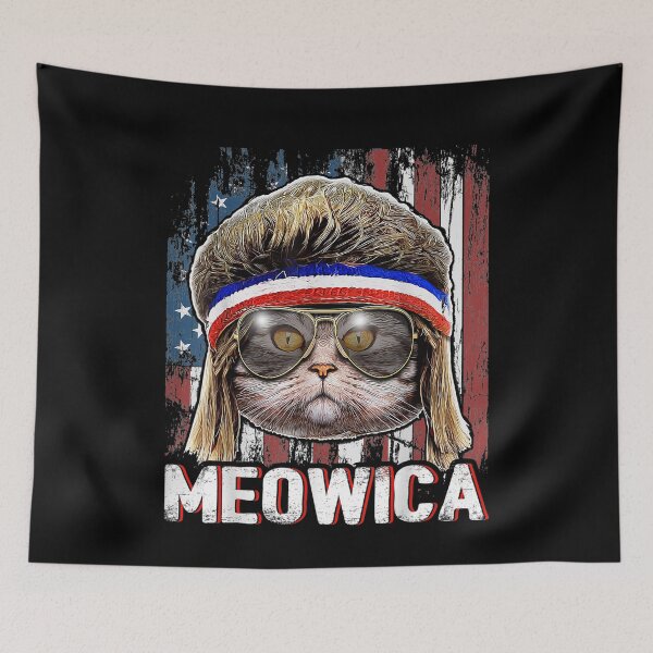 Item preview, Meowica Cat Mullet American Flag Patriotic Vintage designed and sold by K-icon.