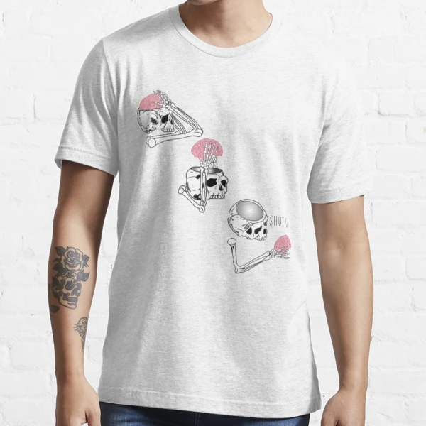  Skeleton holding Brain T-Shirt : Clothing, Shoes & Jewelry