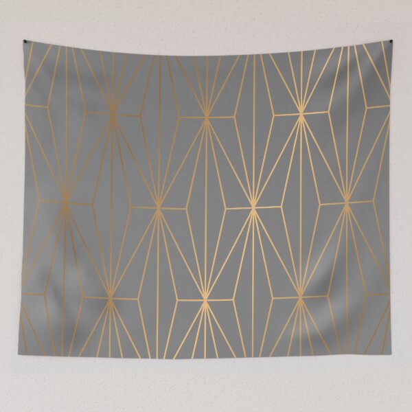 Item preview, Charcoal Gold Geometric Pattern With White Shimmer  designed and sold by Vic Torys ☆.