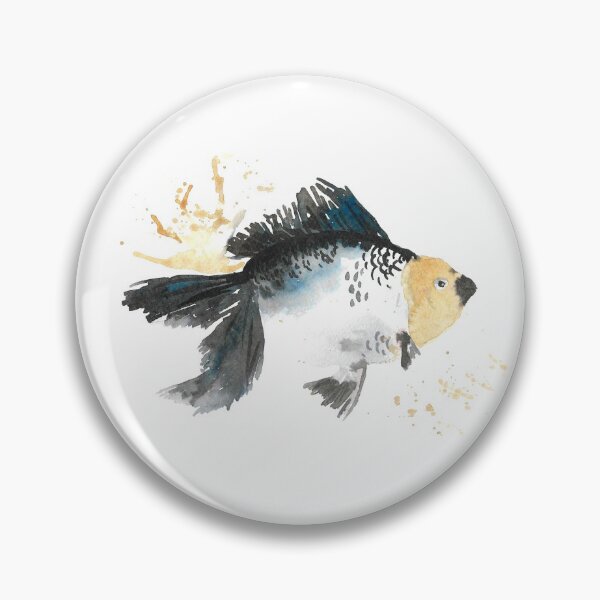 Item preview, grey watercolor fish, sketch with ochre splashes designed and sold by panyulia21.