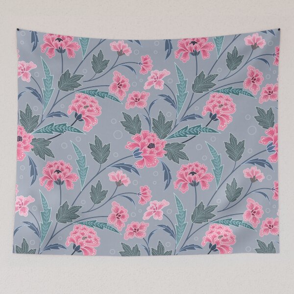 Aperçu de l'œuvre Fleurs roses dans un motif de style batik créée et vendue par Arne Smet.