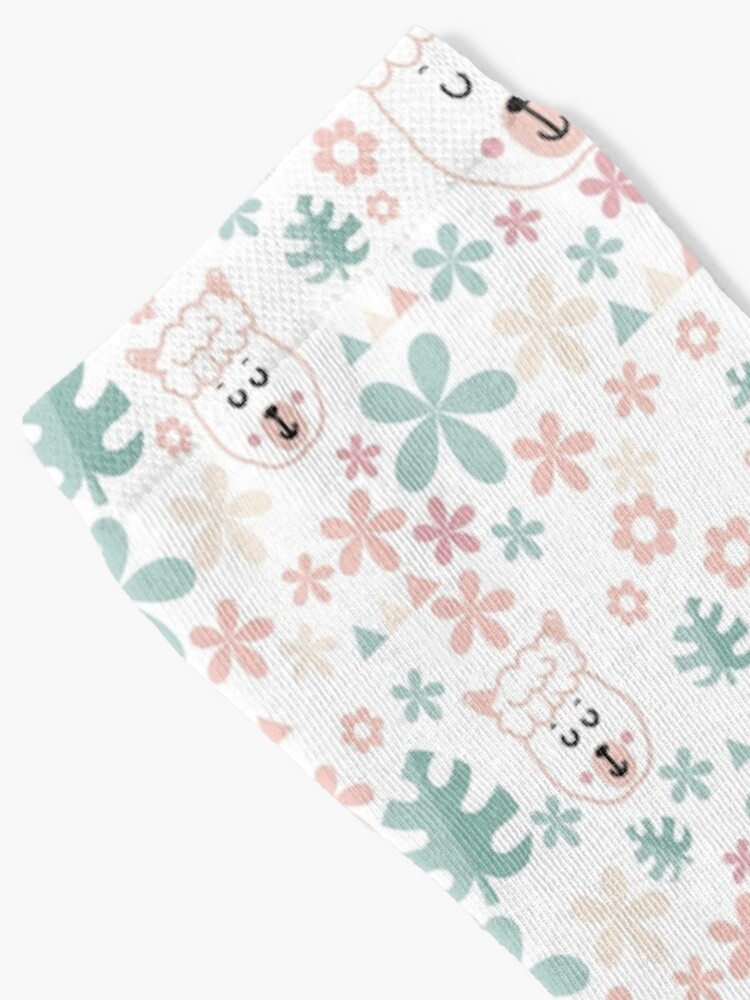 Thumbnail 2 of 5, Socks, A Cute pattern with Sheep and flowers designed and sold by Victoria Riabov.