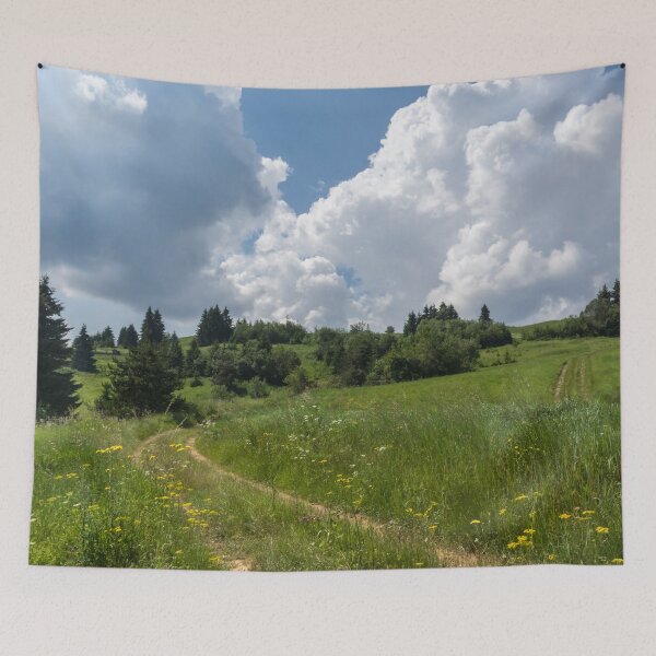 Item preview, Peaceful Turbulence - Blooming Meadow Road and Storm Clouds designed and sold by Georgia Mizuleva.