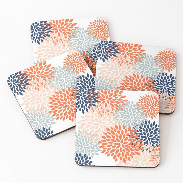 Item preview, Floral Bloom, Orange, Peach, Navy, Blue designed and sold by meggydesigns.