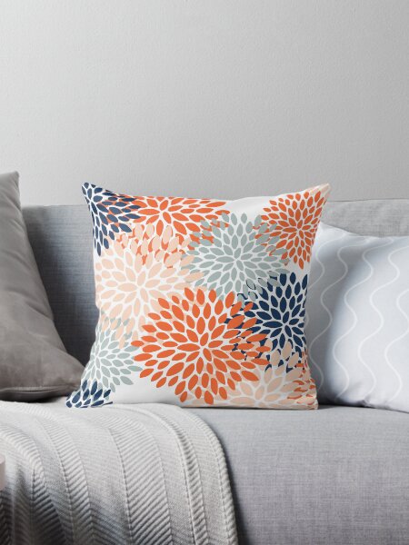 Item preview, Floral Bloom, Orange, Peach, Navy, Blue designed and sold by meggydesigns.