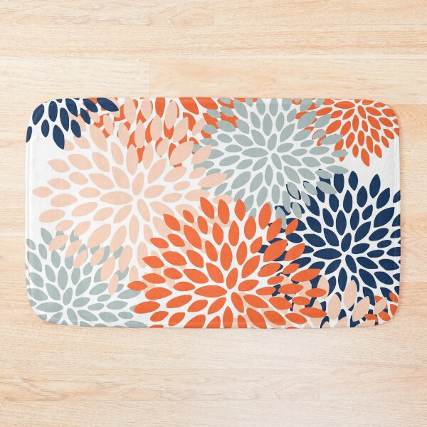 Item preview, Floral Bloom, Orange, Peach, Navy, Blue designed and sold by meggydesigns.